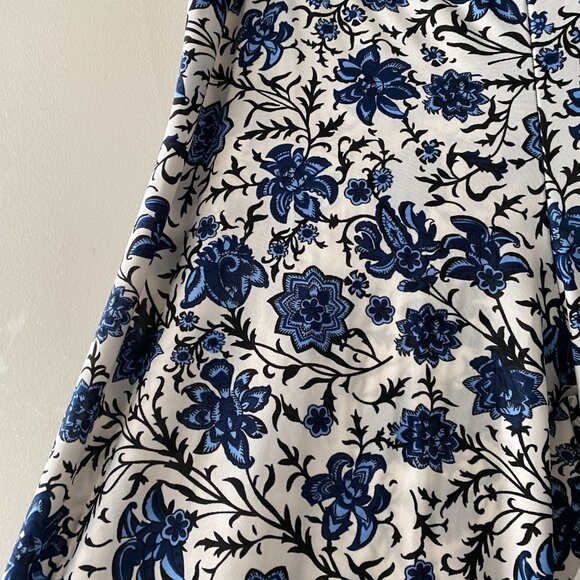 Artizan Robin Barré Blue White Floral Print Print Wide Leg Pant - Picture 8 of 13